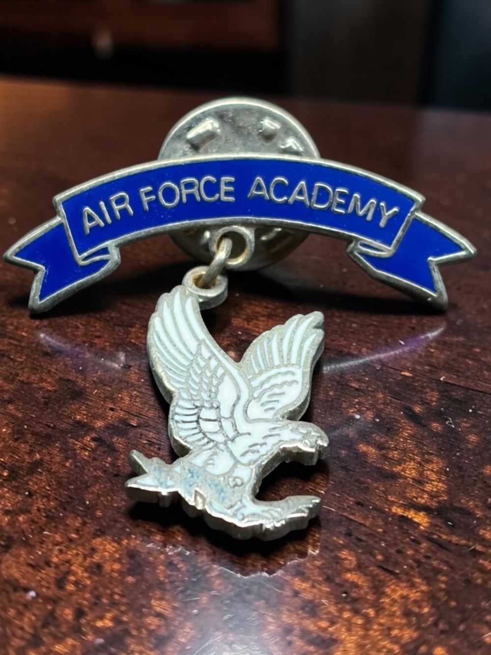 Air Force Academy Pinback Button Eagle Dangle Blue Banner